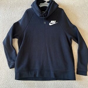 Nike Women's Pullover Hoodie Sweatshirt Black White Logo‎ Athleisure